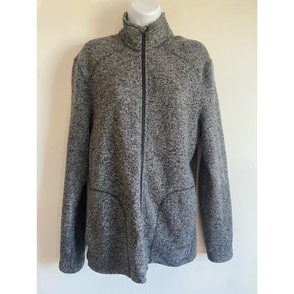 Eddie Bauer Womens Full Zip Fleece Jacket Gray Heather Size Small S Hiking Layer - Picture 1 of 9
